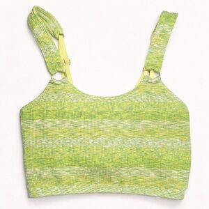 Aerie Ribbed Tie Dye Bralette Green Yellow Adjustable Strap Lounge Bra XS